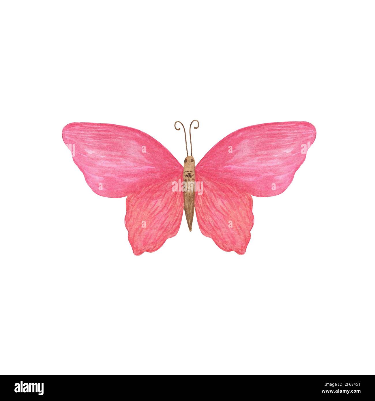 Rote Schmetterling Aquarell Illustration isoliert auf dem weißen Hintergrund, einfache Hand gezeichnet bunte Cliparts für Karten, Einladungen, Textil oder jede andere Othe Stockfoto
