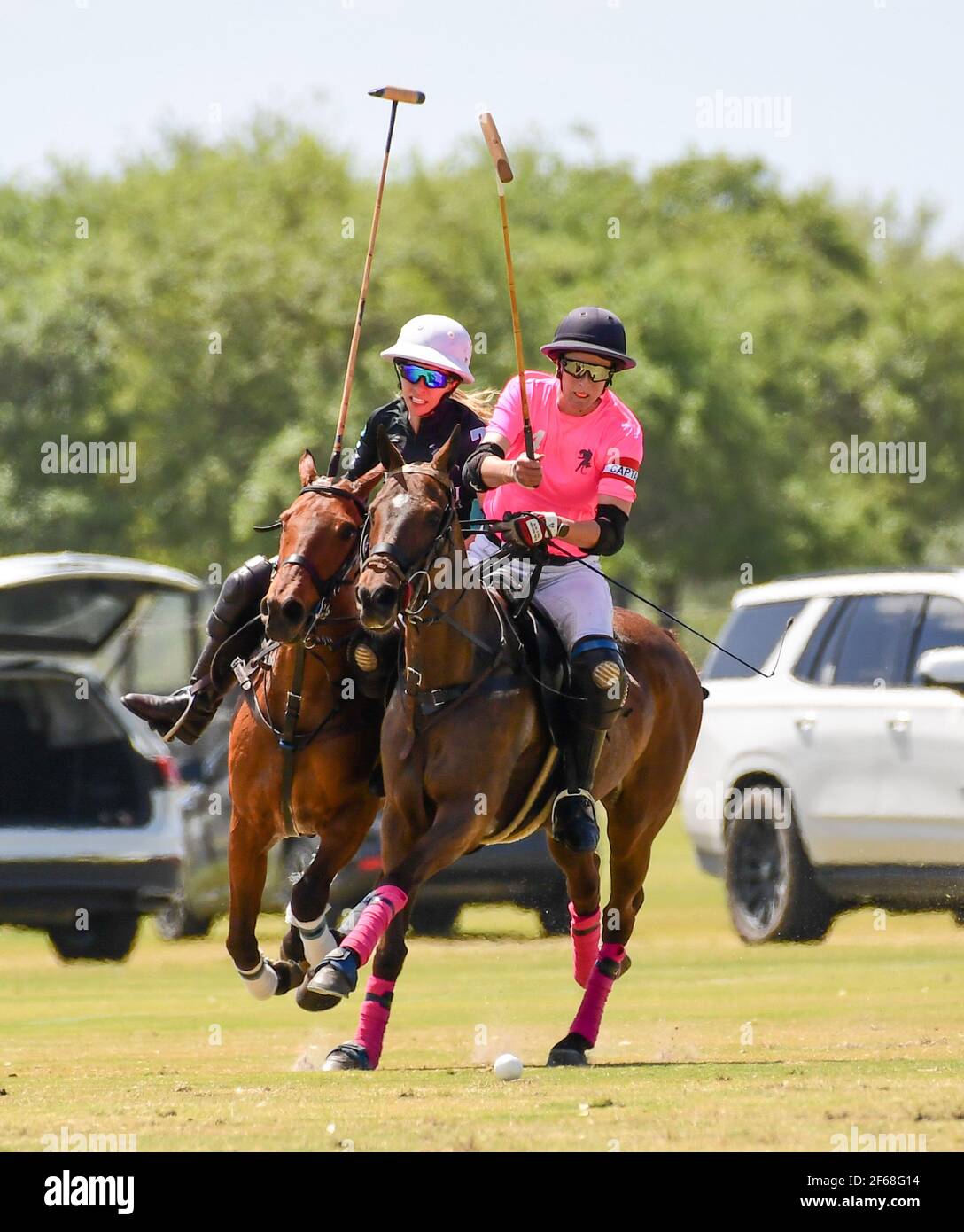 DUNDAS VS HAWAII POLO LIFE 2021 DAMEN POLO CHAMPIONSHIPS, in Port Mayaca, Florida, 10. März 2021. Team Dundas: Nina Clarkin, Hope Arelano, Sarah Siegel Magness Team Hawaii Polo Leben: Delores Onetto, Pamela Flanagan, Mia Cambiaso, Hazel Jackson. Foto von Jennifer Graylock-Graylock.com 917-519-7666 Stockfoto