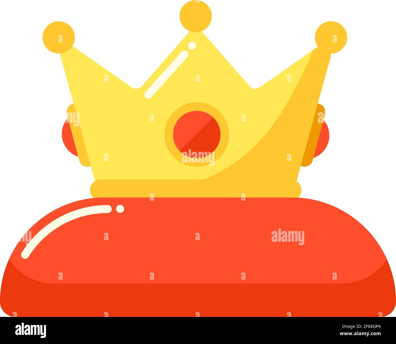 Golden Crown King auf rotem Kissen isoliert Stock Vektor