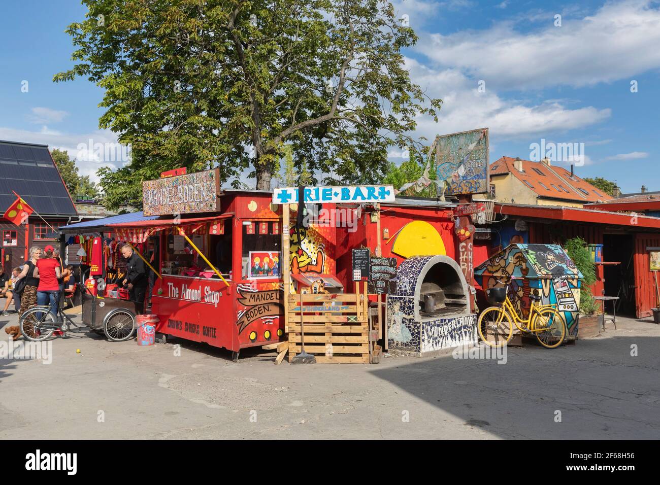 Freetown Christiania, Geschäfte und Restaurants für Touristen Stockfoto