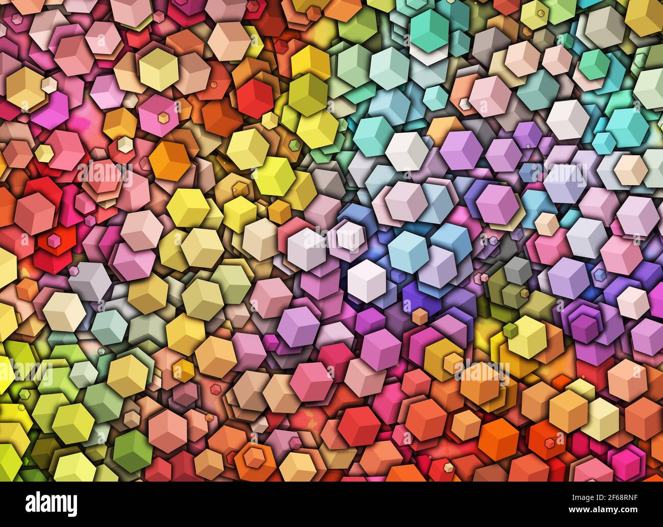 Muster aus vielen Farben Würfel. Geometrischer Hintergrund Stockfoto
