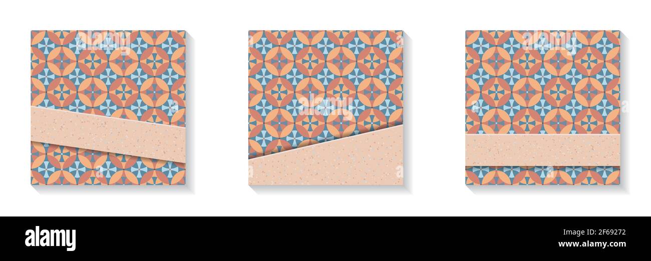 Satz quadratischer Rahmen mit Platz für Kopien für soziale Medien Pfosten Kachel Mosaik Stock Vektor