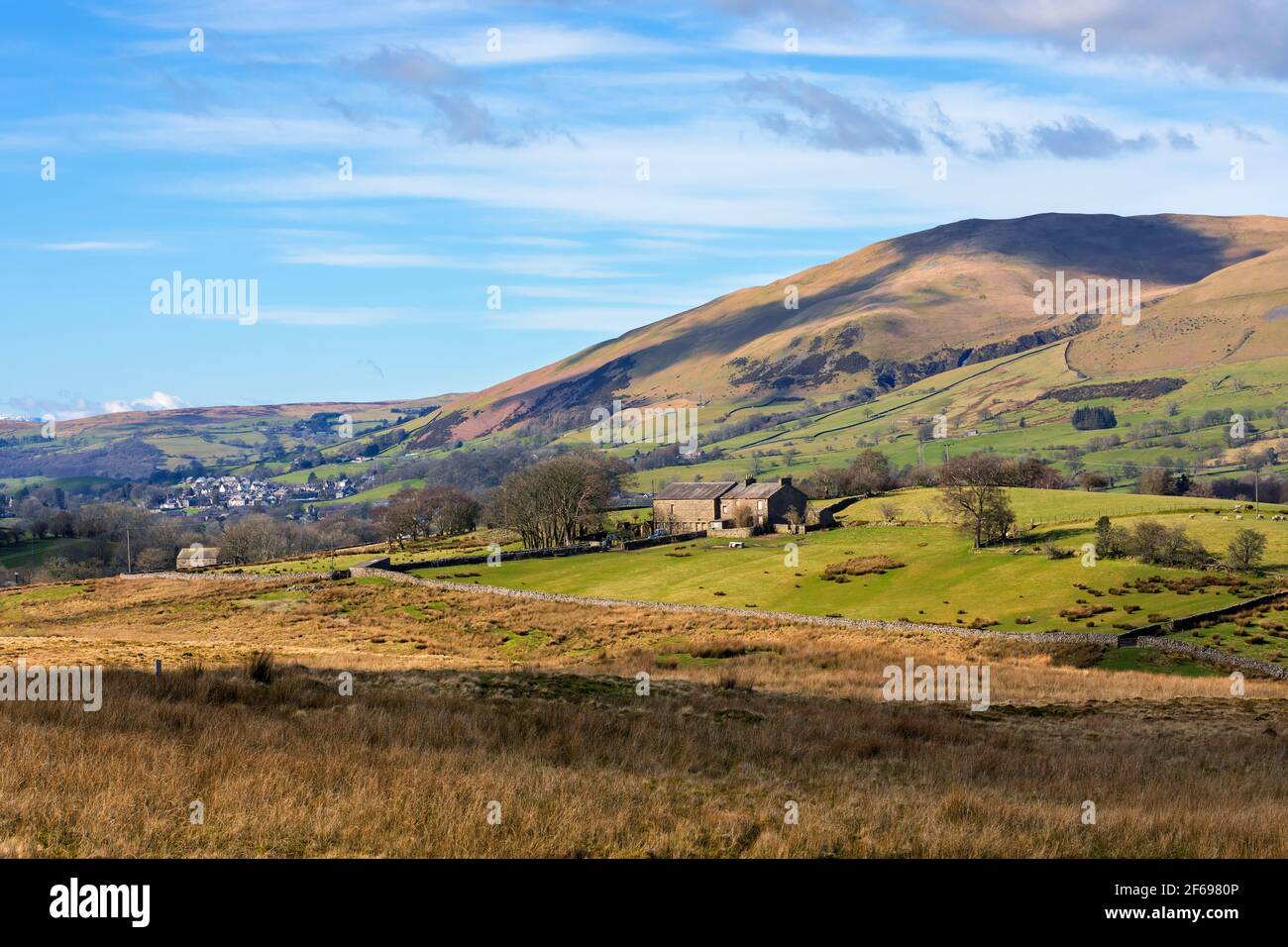 Howgills und Sedbergh von Garsdale, Yorkshire Dales National Park Stockfoto
