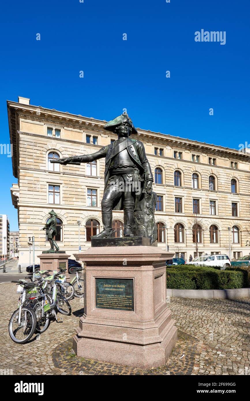 Denkmal des Feldmarschalls General James Francis Edward Keith On. Zietenplatz, Berlin, Deutschland Stockfoto