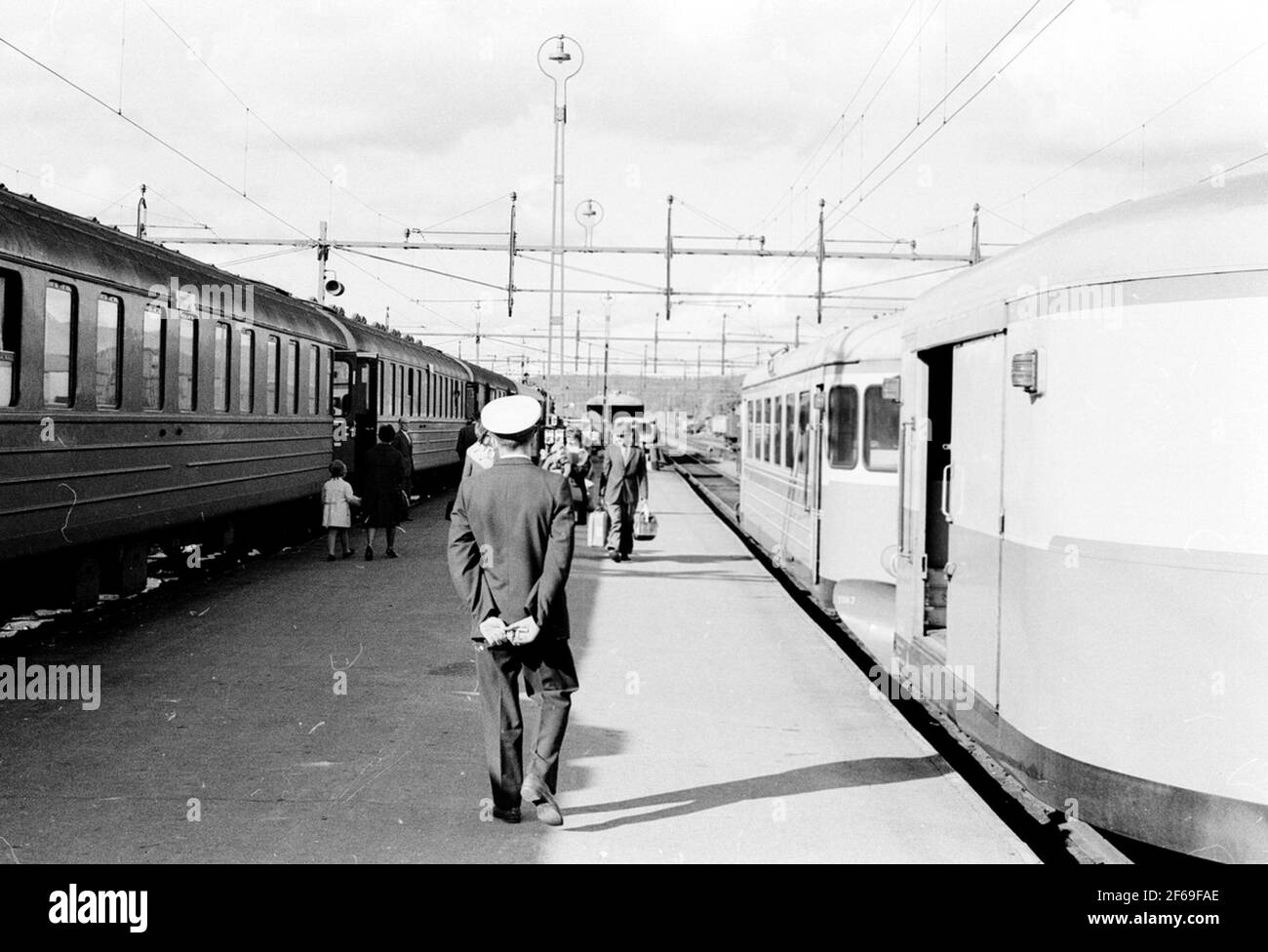 Staatsbahnen, SJ Y7 1187. Anreise an der Station Gällivare Stockfoto