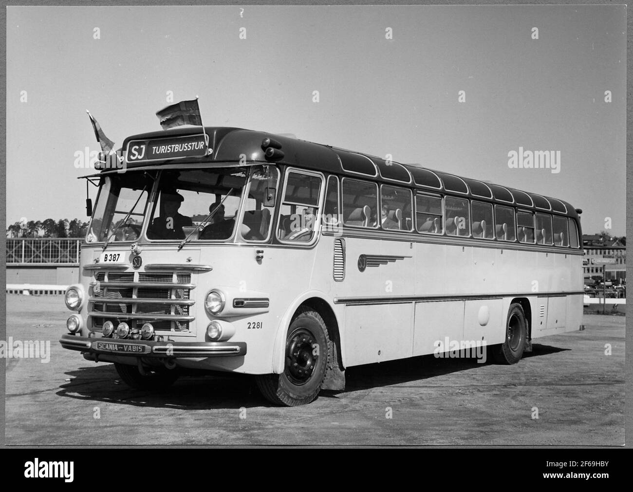 Scania-Vabis B63s. Coach. Die Staatsbahnen, SJ Bus 2281. Stockfoto