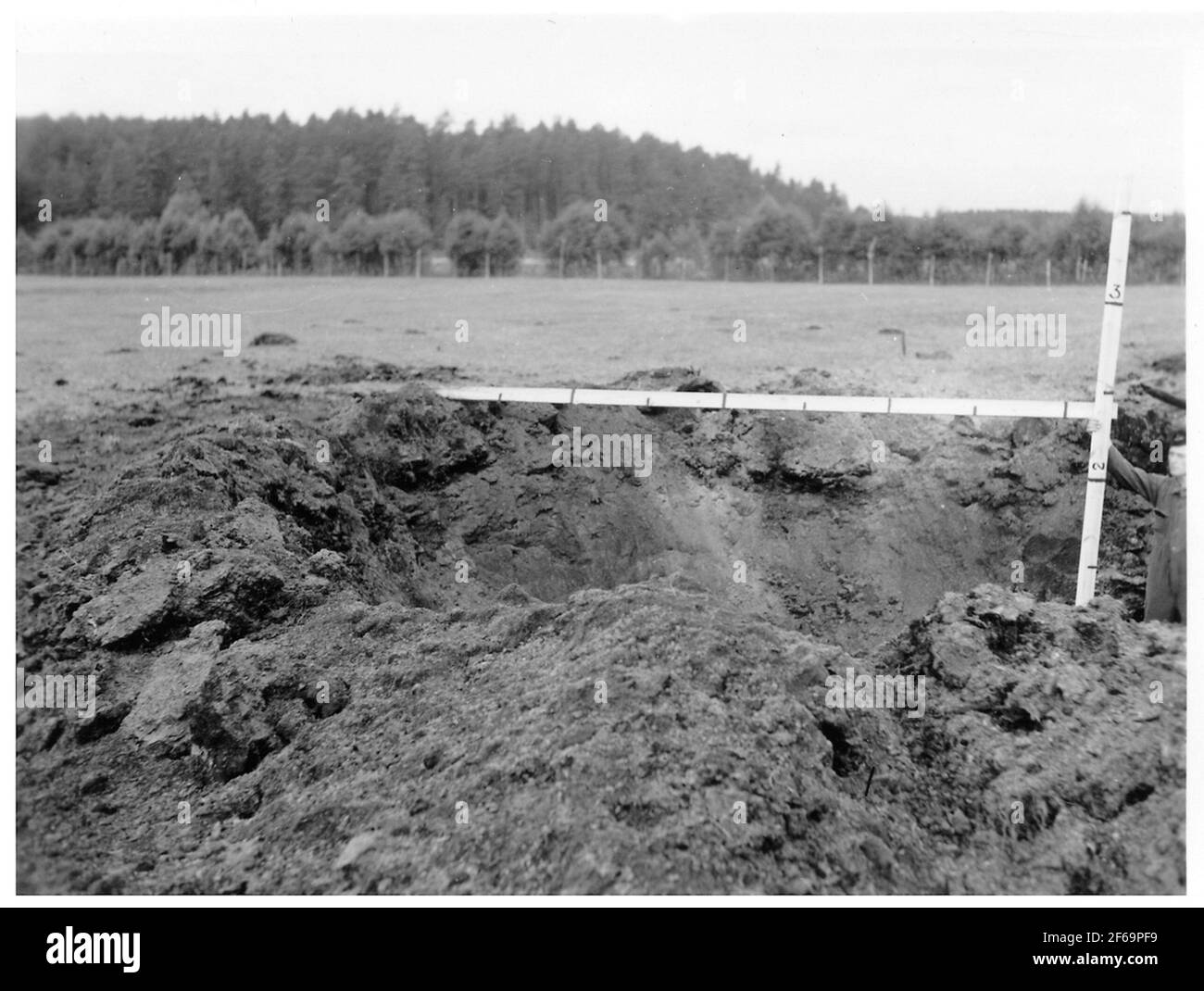 Messung von Effekten nach störenden Bombenübungen. Stockfoto