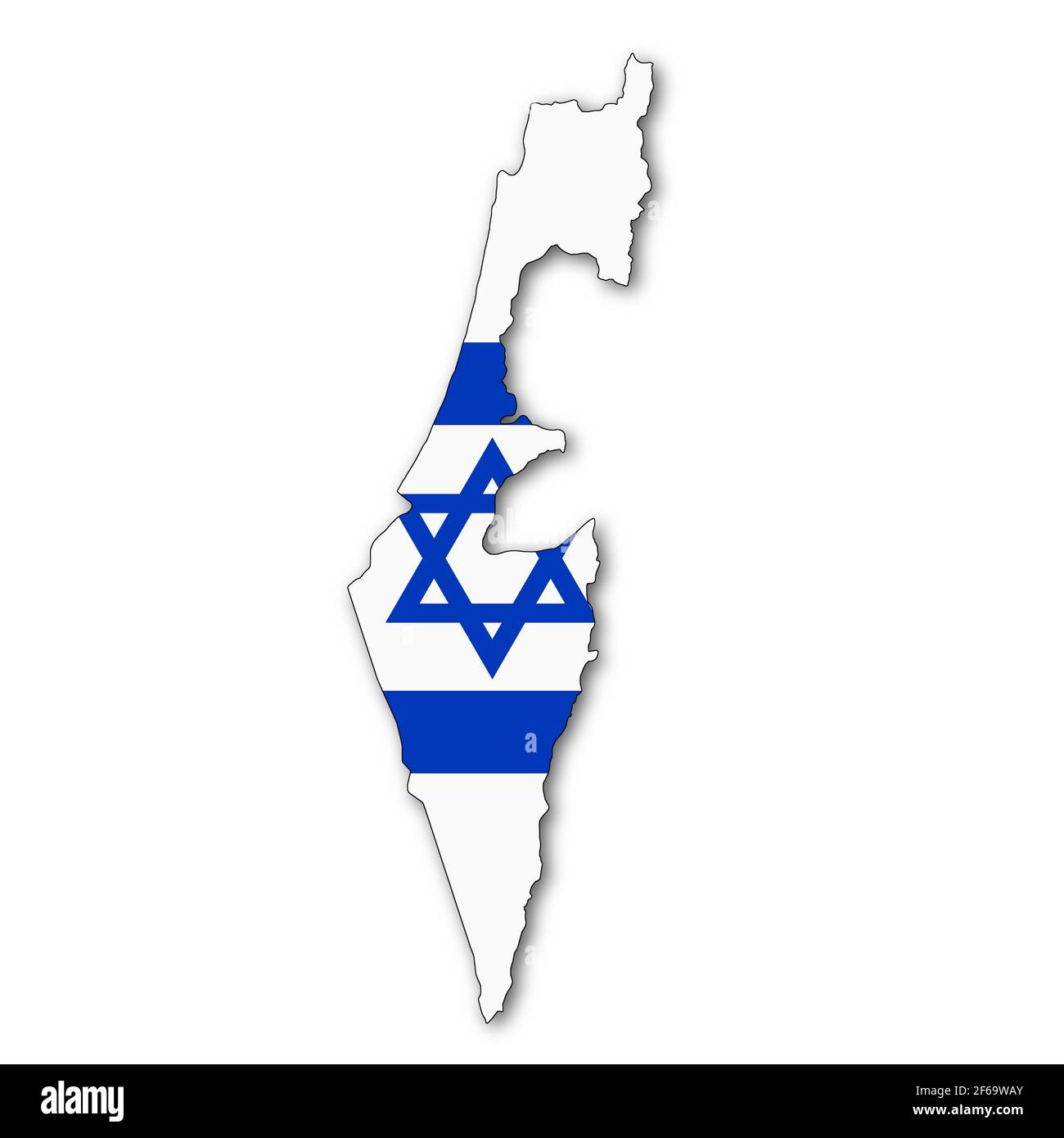 Israel-Karte auf weißem Hintergrund mit Beschneidungspfad zu entfernen Shadow 3D-Abbildung Stockfoto