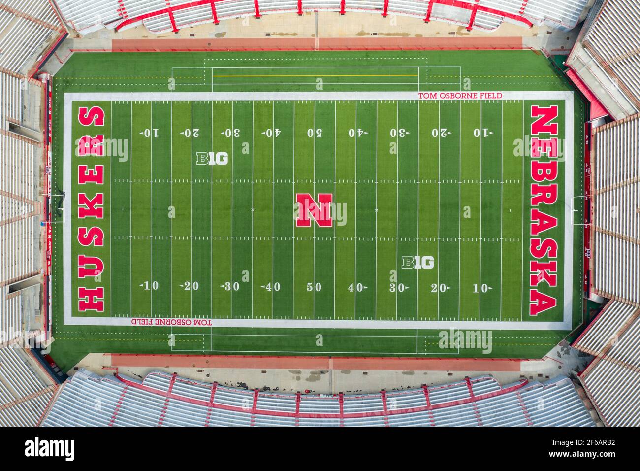 Memorial Stadium, Football Field, University of Nebraska Cornhuskers Stockfoto