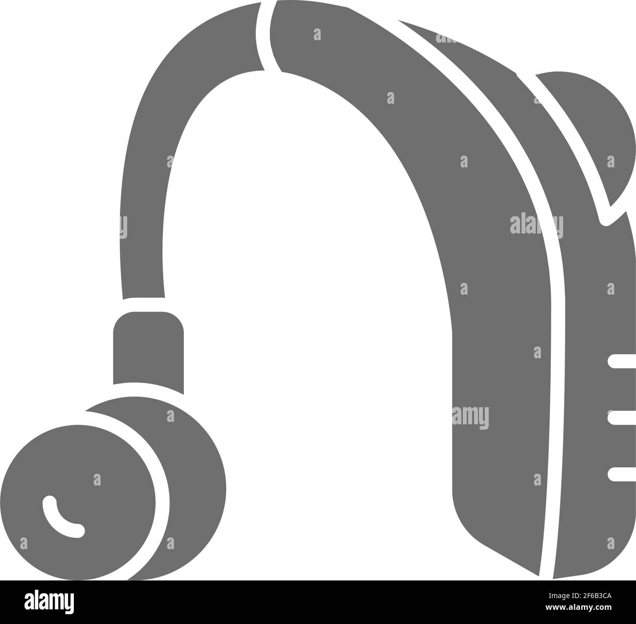 Graues Hörgerätebandsymbol im Gehörgang. Stock Vektor