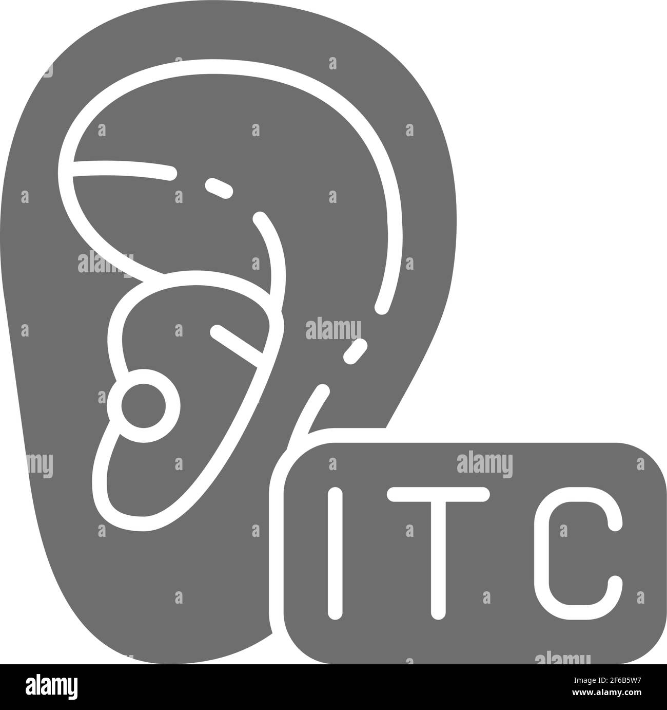 Im Kanal-Hörgerät das graue Symbol ITC. Stock Vektor