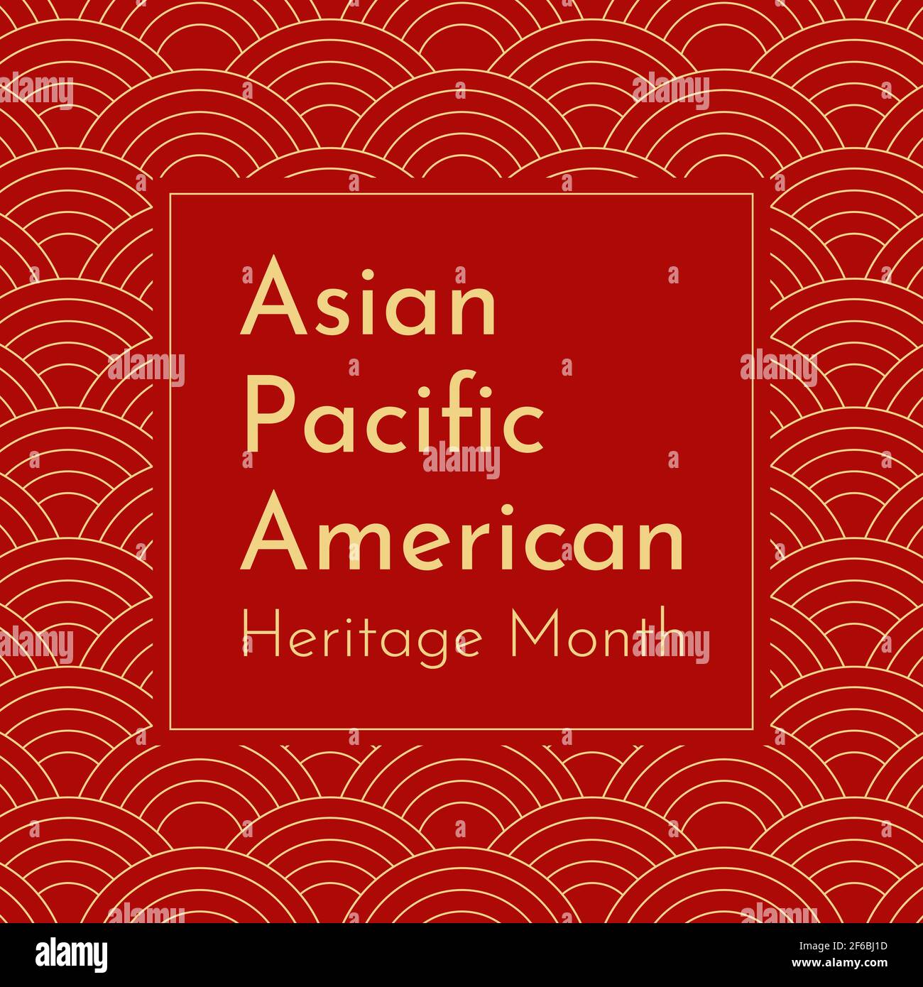 Vektor-Illustration mit rotem japanischem welligen Hintergrund. Text - Asian Pacific American Heritage Month. Veranstaltung zur Anerkennung ihrer Geschichte, Kultur, Stock Vektor