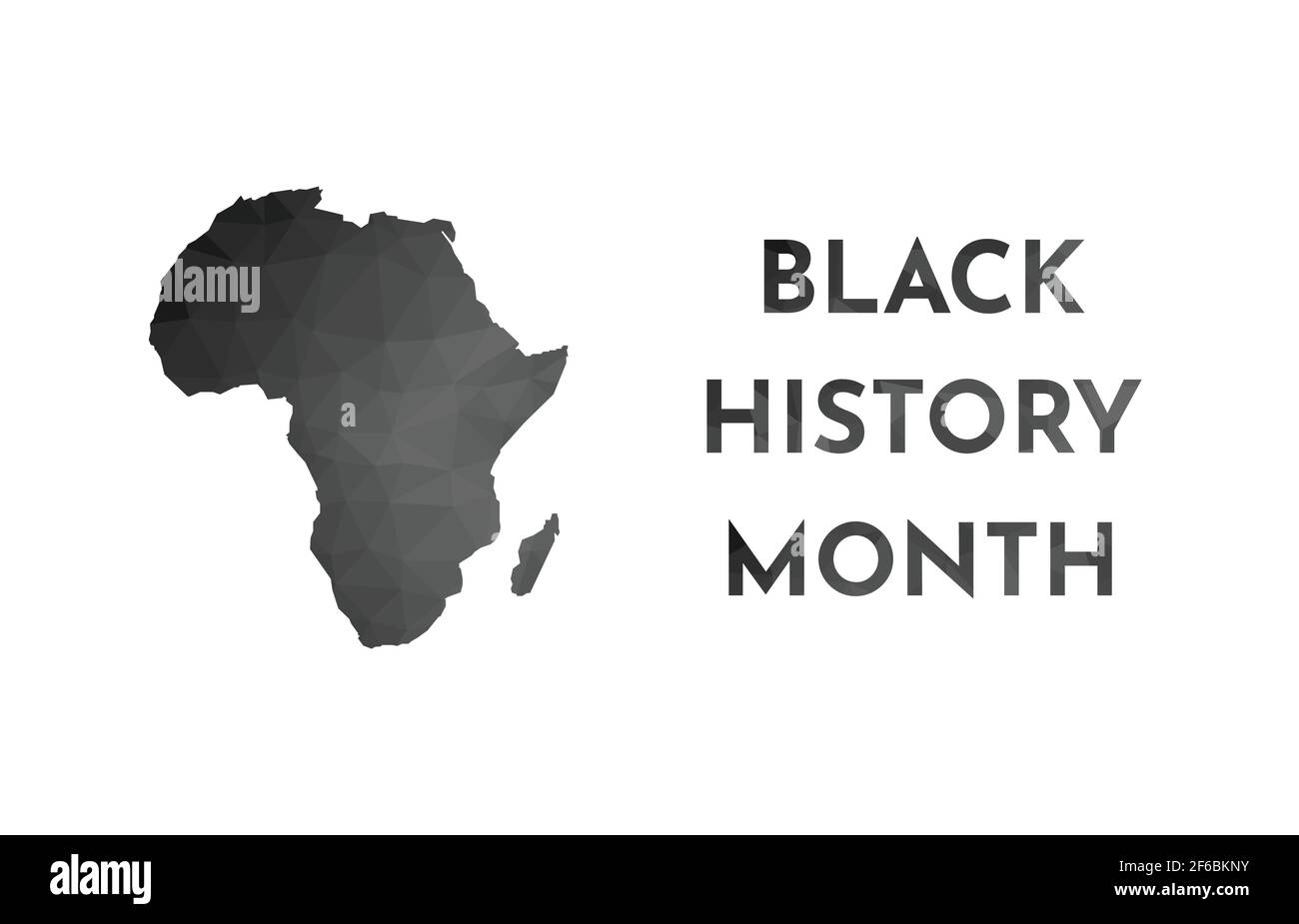 Vektor-Illustration Banner für Black History Month. Schwarze Low-Poly Silhouette von Afrika Karte und Text. Weißer Hintergrund. Stock Vektor