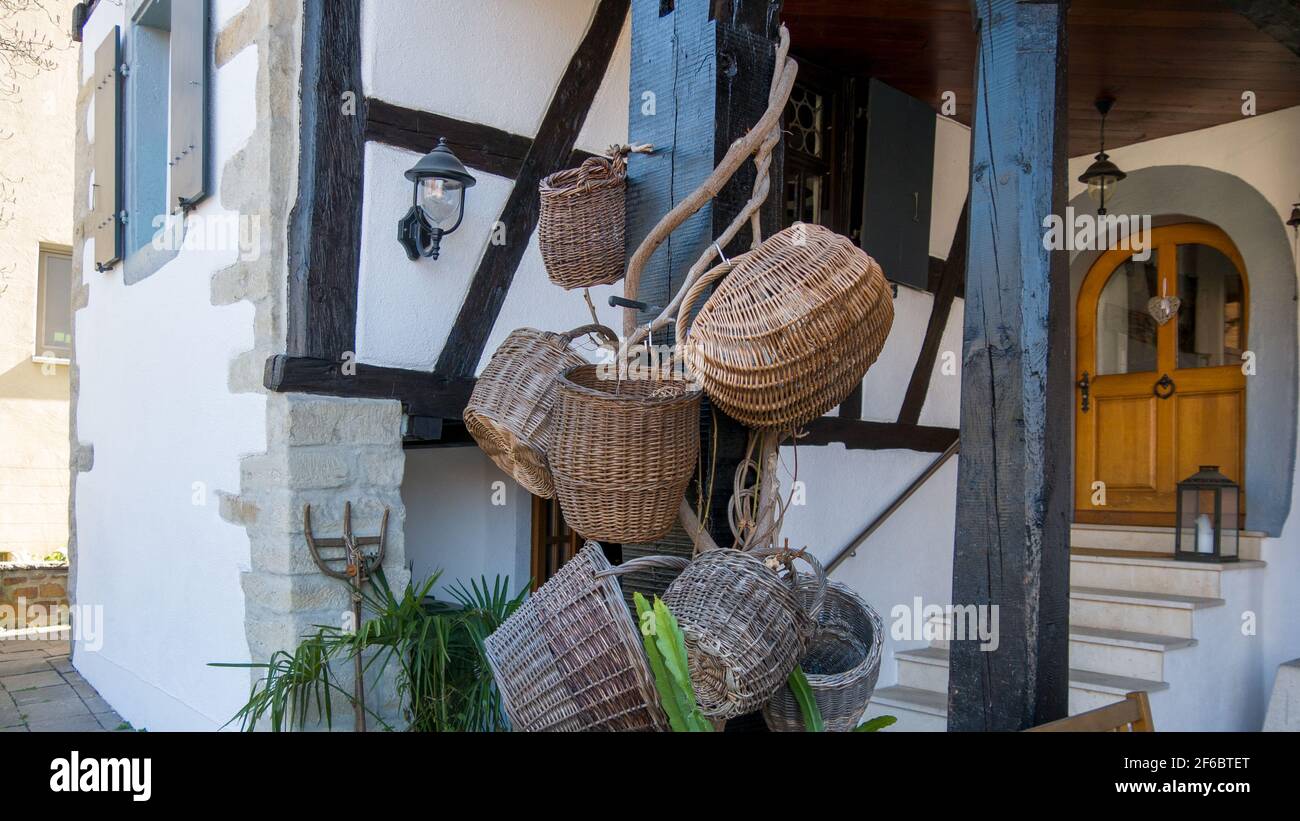 Cloese up von alten gewebten Körben Stockfoto