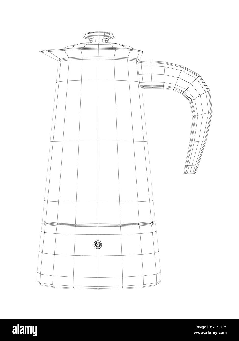 3D-Drahtmodell der Mokakapfanne, italienische Kaffeemaschine Stockfoto