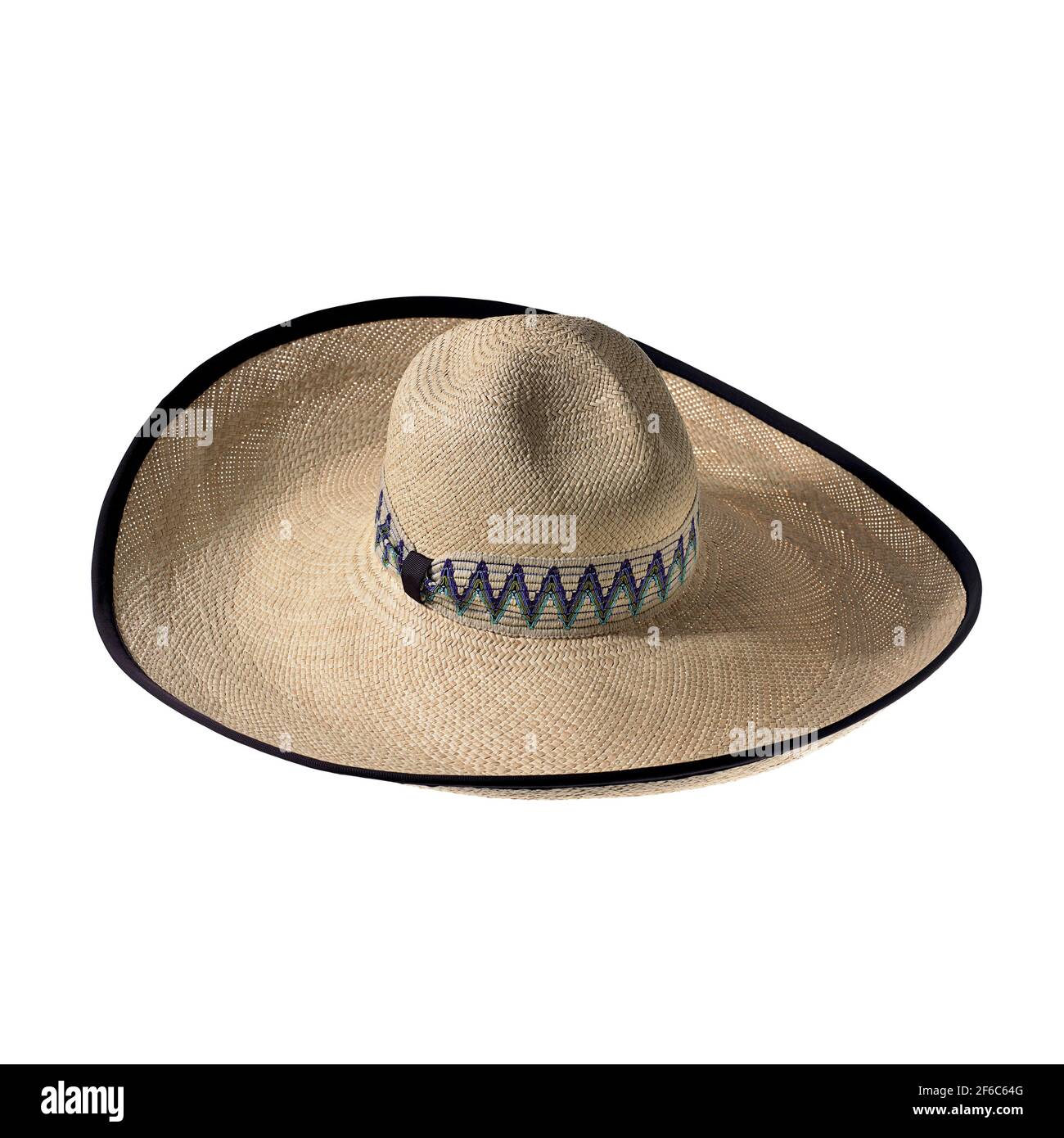 Elegante Sombrero im mexikanischen Stil für Frauen und Männer auf weißem Hintergrund. Studioaufnahmen. Stockfoto