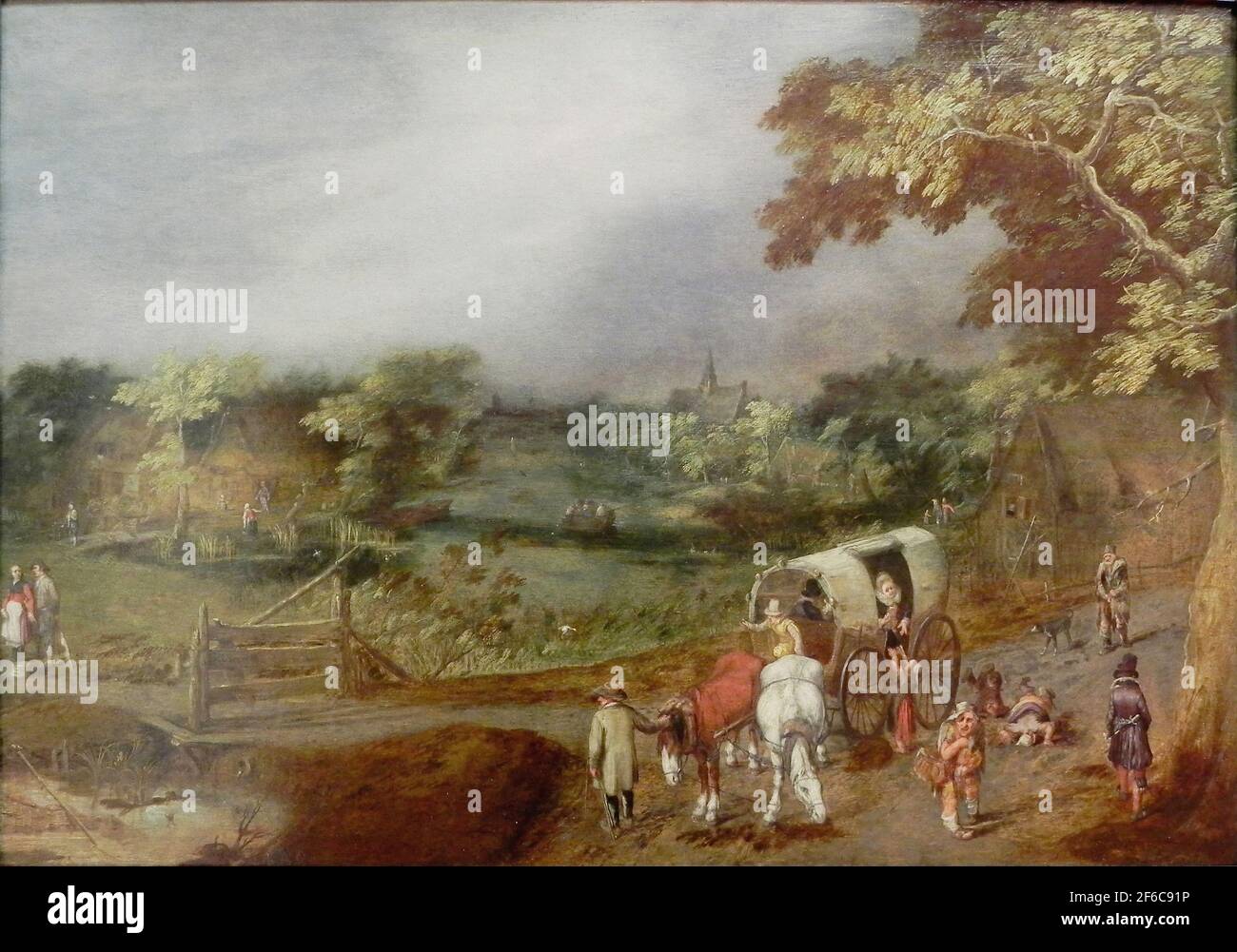 Adriaen van de Venne - Sommerdorf Landschaft mit Pferd C 1625 Stockfoto