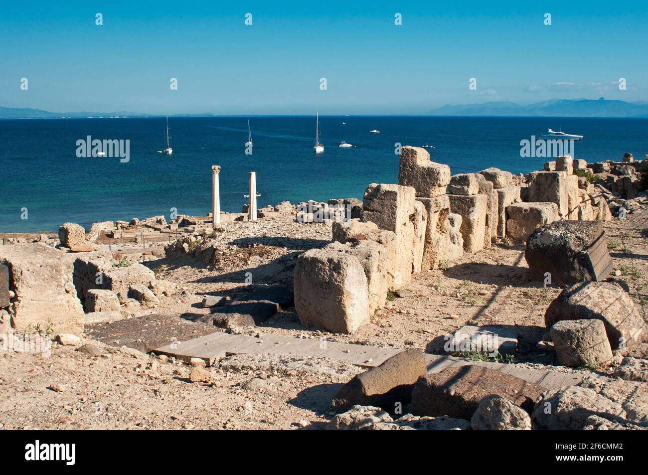 Tharros, Archäologisches Gebiet, punische und römische Ruinen, Sinis, Cabras, Oristano, Sardinien, Italien, Europa Stockfoto