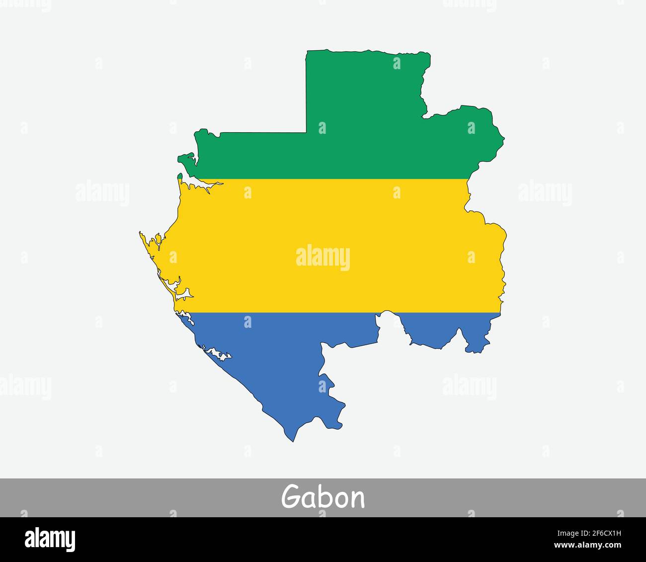 Gabun Karte Flagge. Gabunese Karte mit der Gabonaise Nationalflagge isoliert auf weißem Hintergrund. Vektorgrafik. Stock Vektor