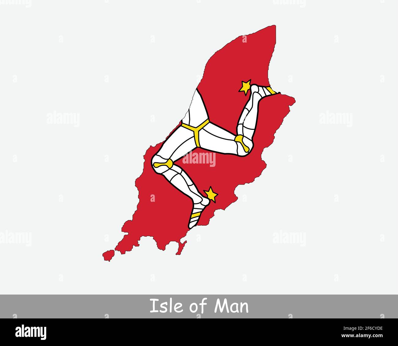 Isle of man Karte Flagge. Karte von Isle of man mit Flagge isoliert auf weißem Hintergrund. Kronenabhängigkeit. Vektorgrafik. Stock Vektor