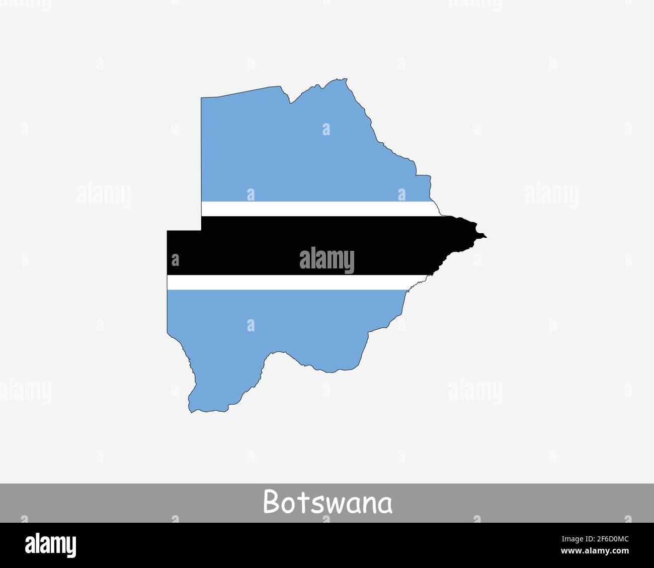 Botswana Karte Flagge. Karte von Botswana mit der Batswana Nationalflagge isoliert auf weißem Hintergrund. Vektorgrafik. Stock Vektor