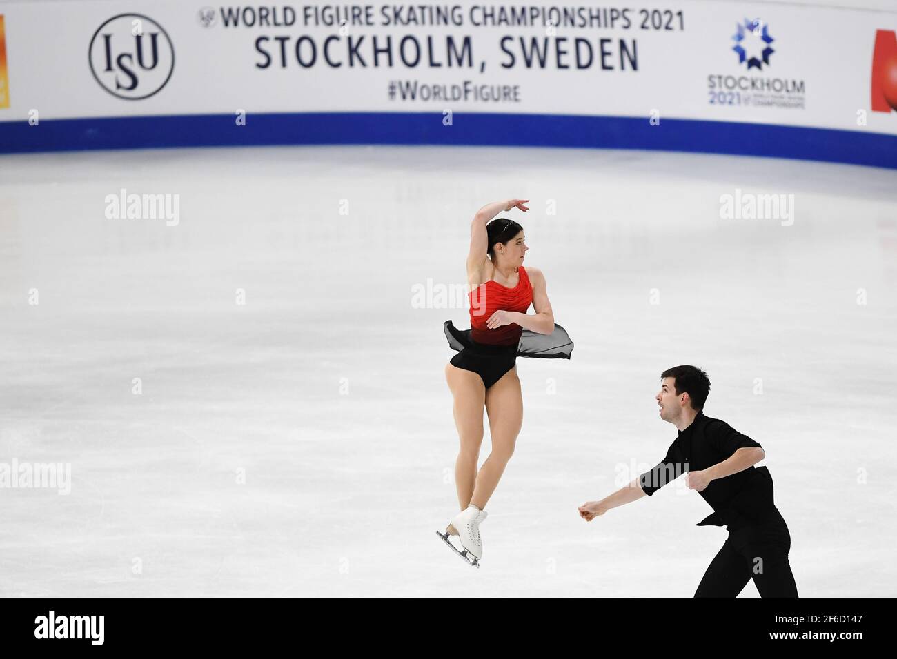 Miriam ZIEGLER & Severin KIEFER AUT, während des Pairs Free Program bei den ISU Eiskunstlauf-Weltmeisterschaften 2021 im Ericsson Globe, am 25. März 2021 in Stockholm, Schweden. (Foto von Raniero Corbelletti/AFLO) Stockfoto