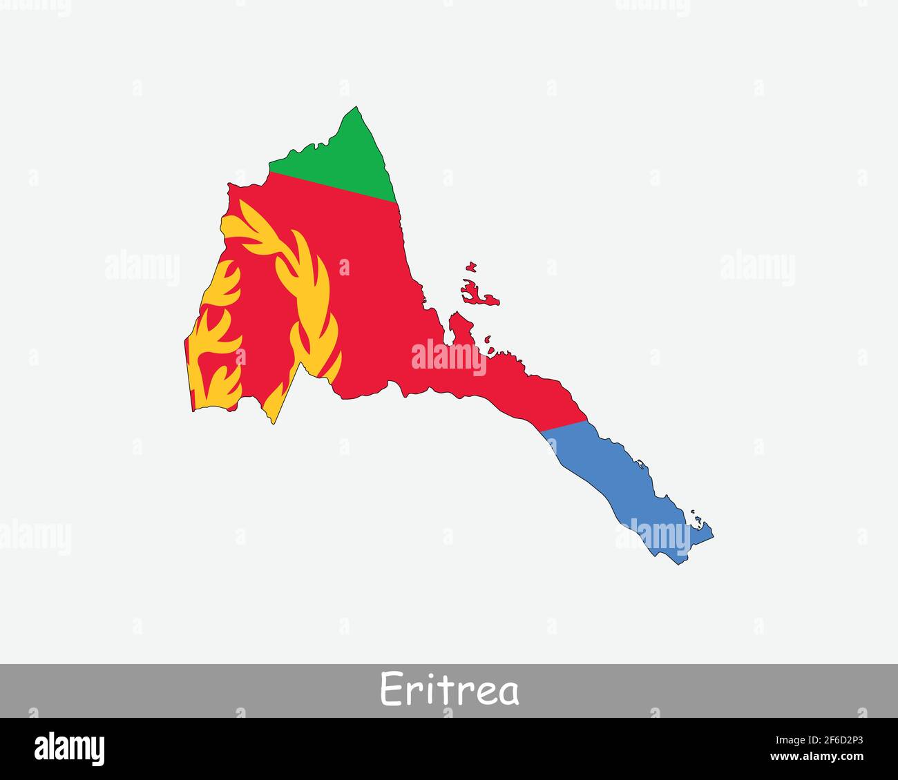 Eritrea Karte Flagge. Karte von Eritrea mit der eritreischen Nationalflagge isoliert auf weißem Hintergrund. Vektorgrafik. Stock Vektor