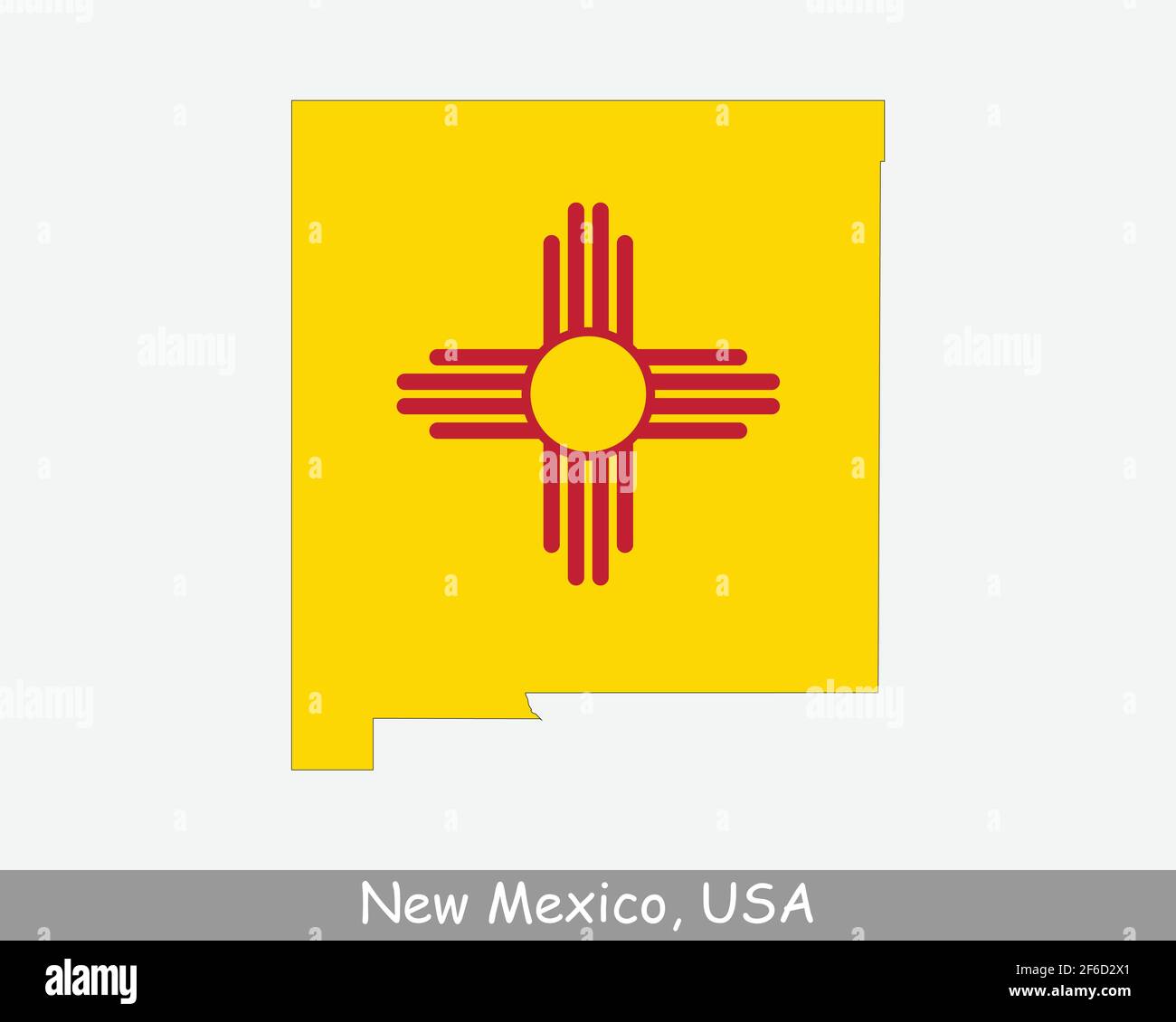 New Mexico Karte Flagge. Karte von NM, USA mit isolierter Staatsflagge auf weißem Hintergrund. Vereinigte Staaten, Amerika, Amerikaner, Vereinigte Staaten von Amerika, US S Stock Vektor