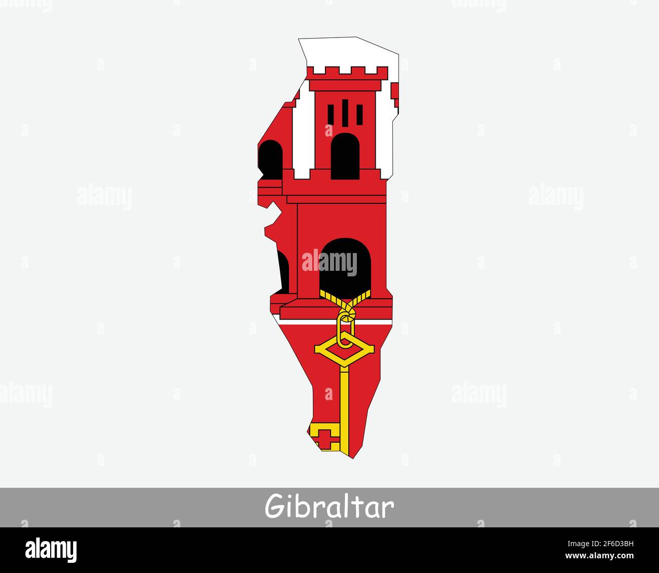 Gibraltar Karte Flagge. Karte von Gibraltar mit isolierter Flagge auf weißem Hintergrund. British Overseas Territory. Vereinigtes Königreich, Vereinigtes Königreich. Vektorgrafik. Stock Vektor