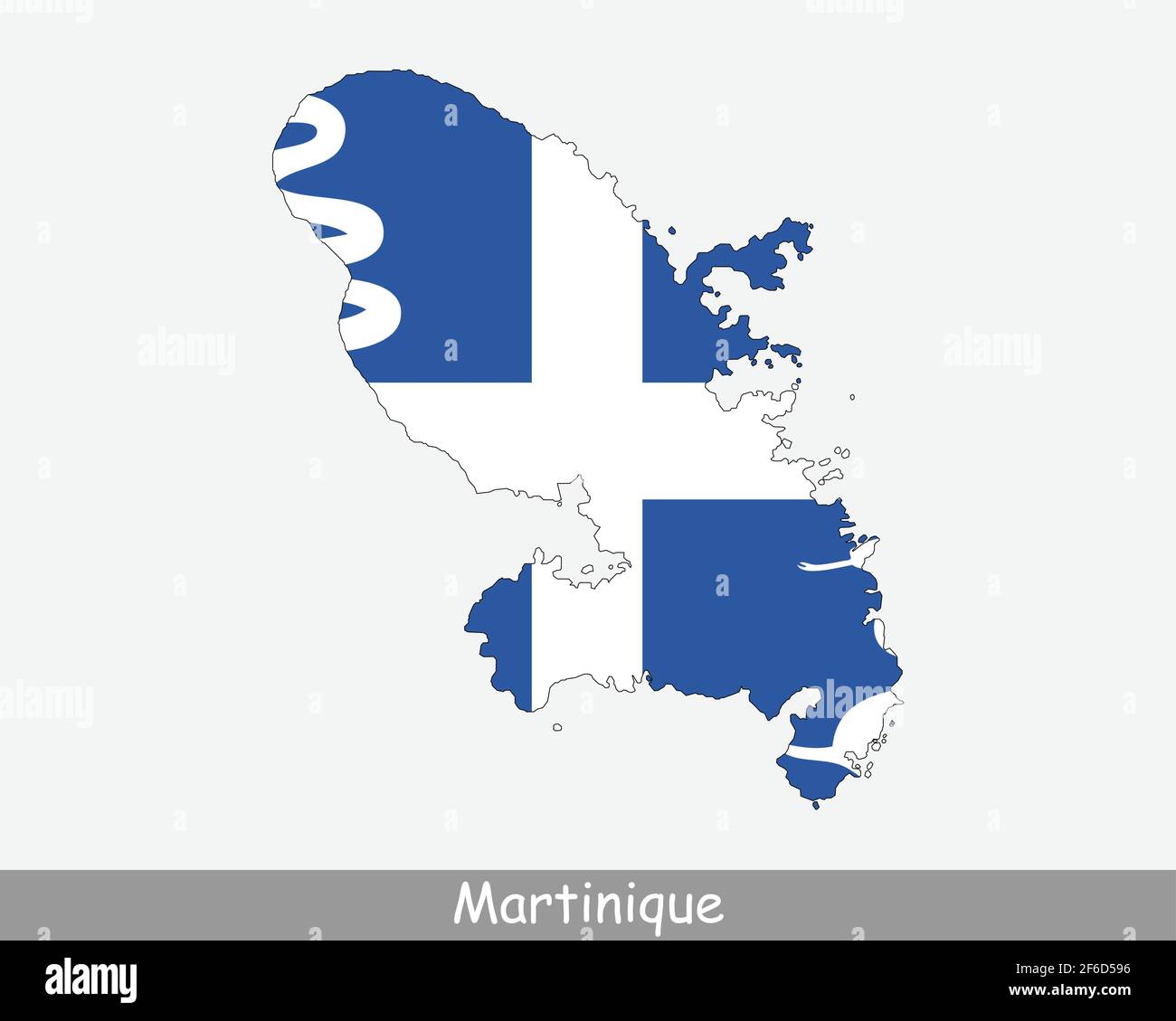 Martinique Karte Flagge. Karte von Martinique mit Flagge isoliert auf weißem Hintergrund. Überseeische Abteilung, Region und einzelne territoriale Kollektivität von Fran Stock Vektor