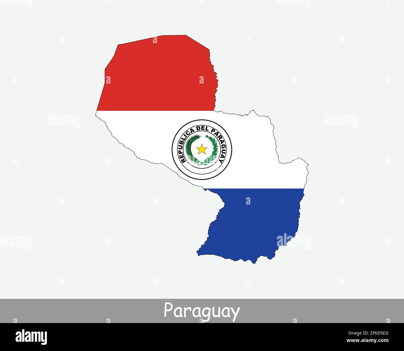 Karte Mit Der Flagge Von Paraguay. Karte der Republik Paraguay mit der paraguayischen Nationalflagge isoliert auf weißem Hintergrund. Vektorgrafik. Stock Vektor