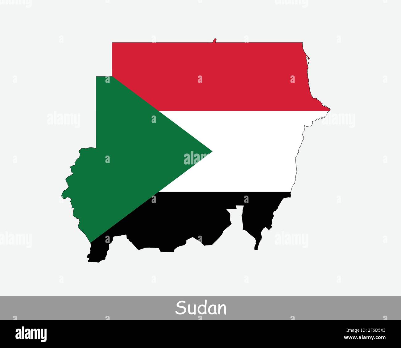 Karte Der Flagge Des Sudan. Karte der Republik Sudan mit der sudanesischen Nationalflagge isoliert auf weißem Hintergrund. Vektorgrafik. Stock Vektor