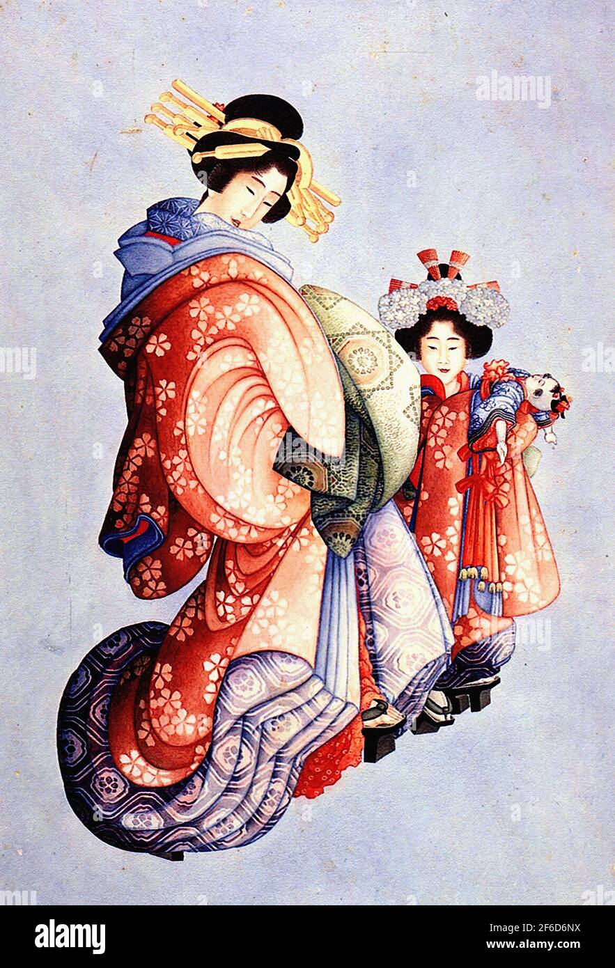 Katsushika Hokusai 葛飾北斎- Oiran Kamuro Stockfoto