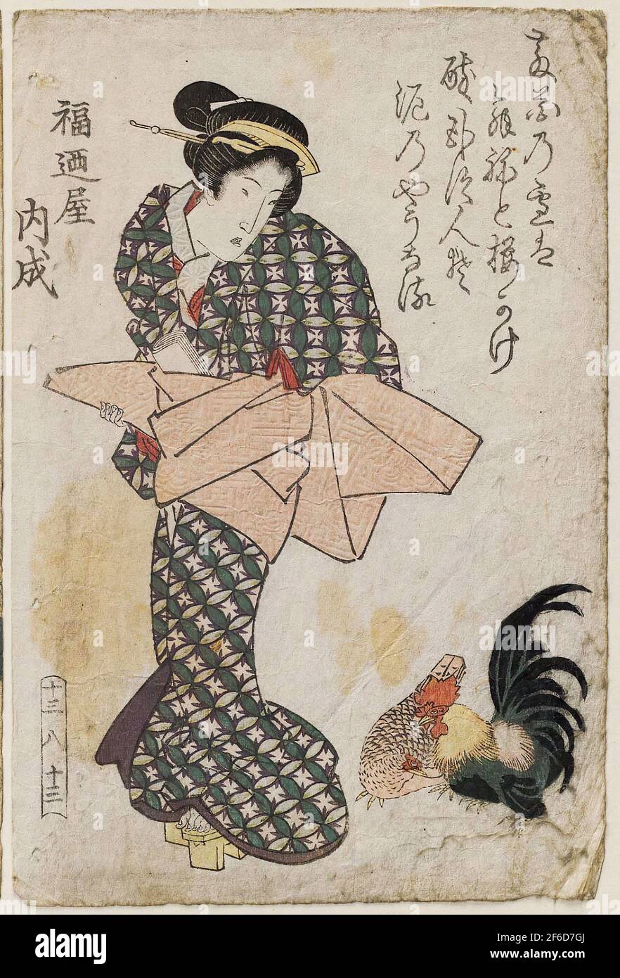 Keisai Eisen (渓斎英泉, 1790 - 1848) - No 13 8 13 an Untitled Series Beauties Stockfoto