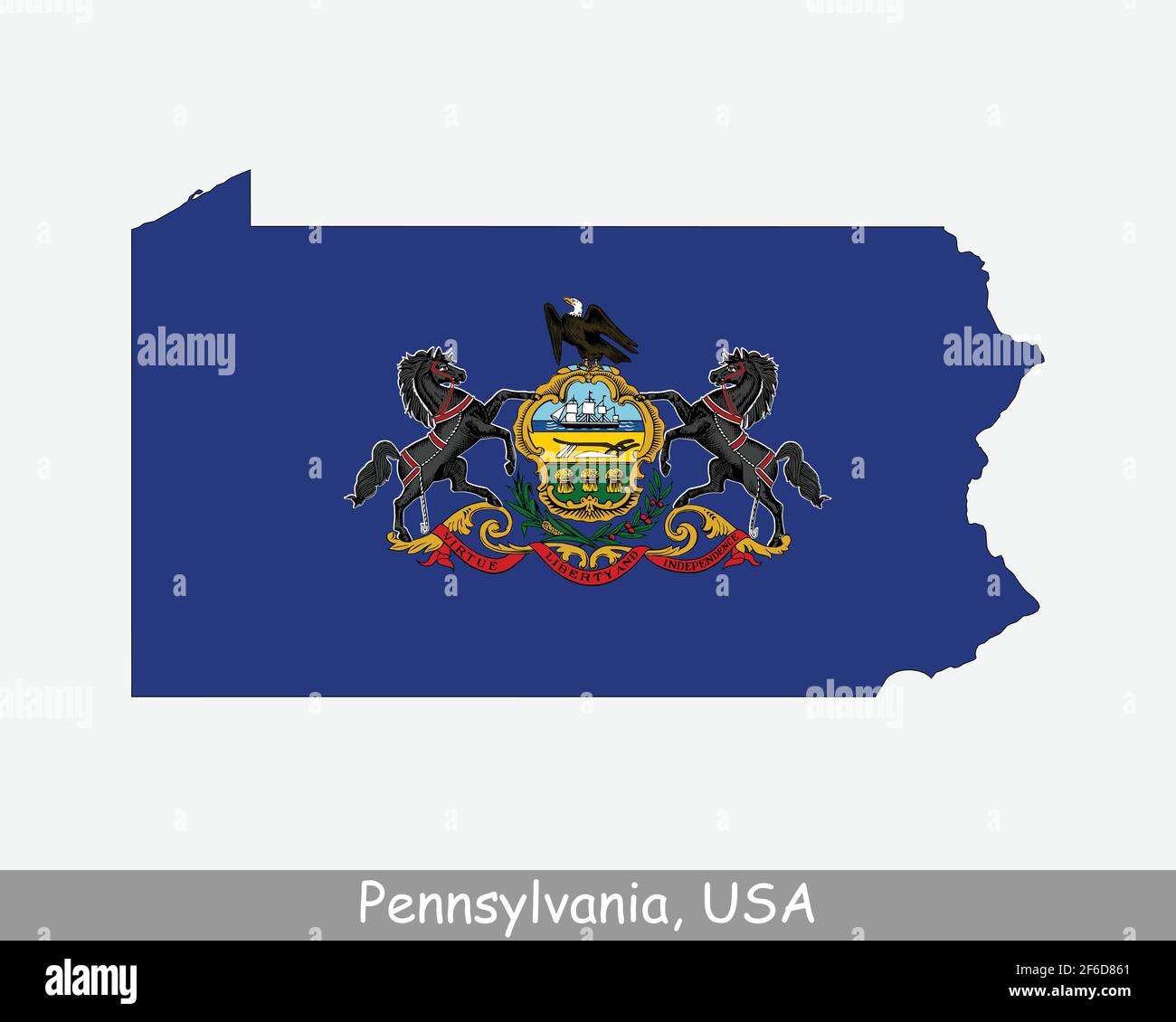 Pennsylvania Karte Flagge. Karte von PA, USA mit isolierter Staatsflagge auf weißem Hintergrund. Vereinigte Staaten, Amerika, Amerikaner, Vereinigte Staaten von Amerika, Stock Vektor