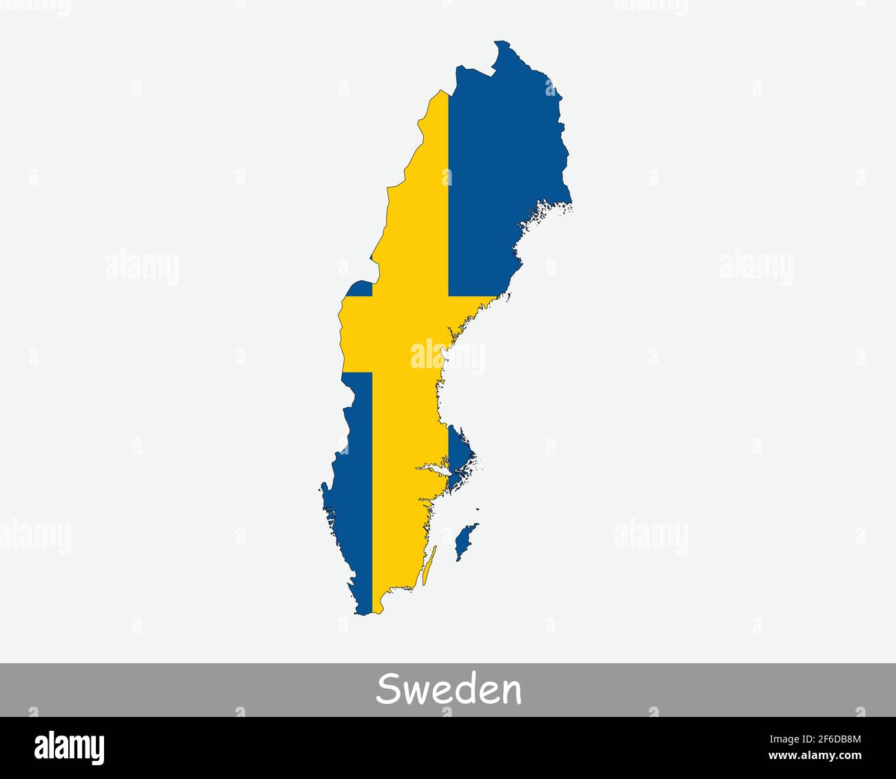 Karte Mit Schwedenflagge. Karte des Königreichs Schweden mit der schwedischen Nationalflagge isoliert auf weißem Hintergrund. Vektorgrafik Stock Vektor