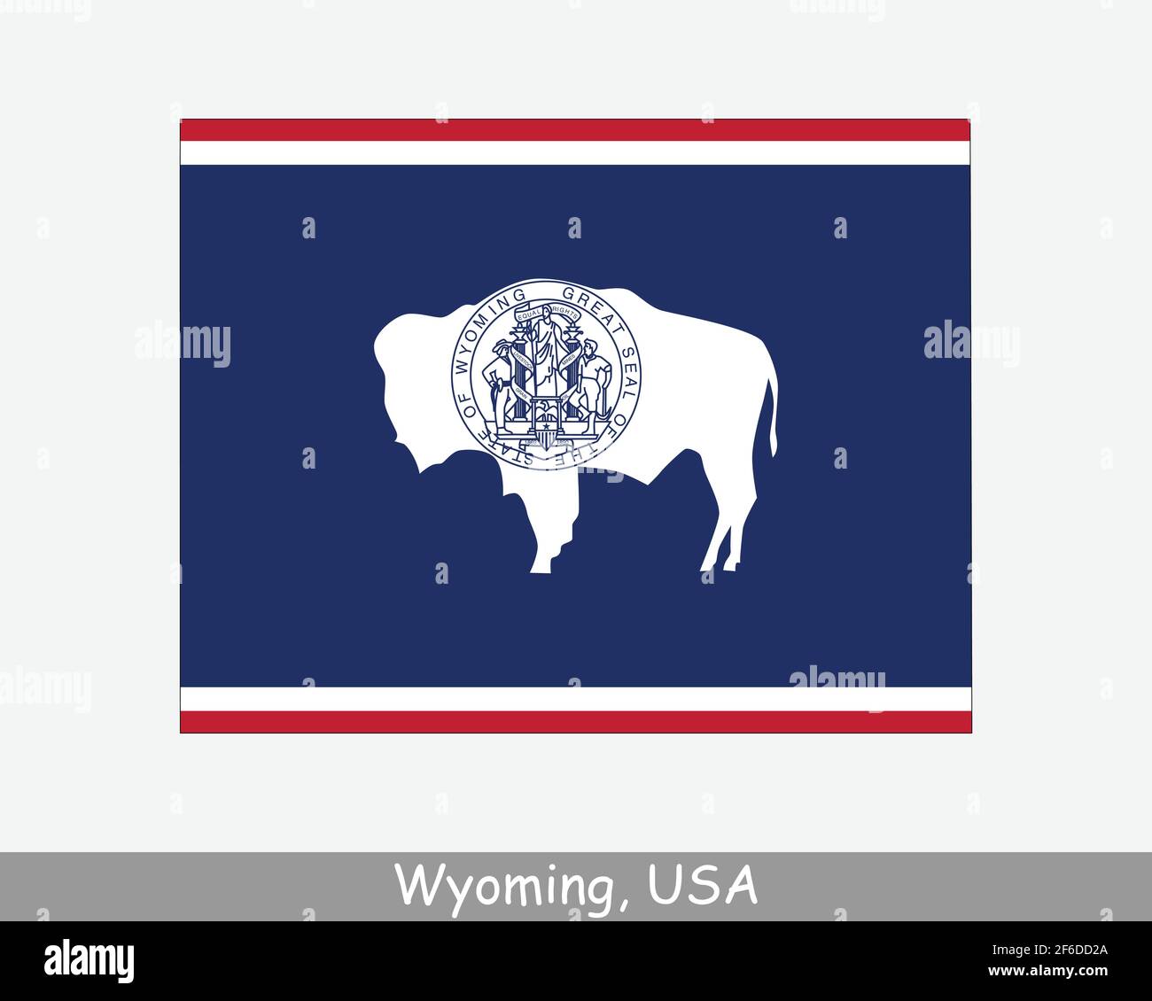 Wyoming Karte Flagge. Karte von WY, USA mit isolierter Staatsflagge auf weißem Hintergrund. Vereinigte Staaten, Amerika, American, Vereinigte Staaten von Amerika, US St Stock Vektor