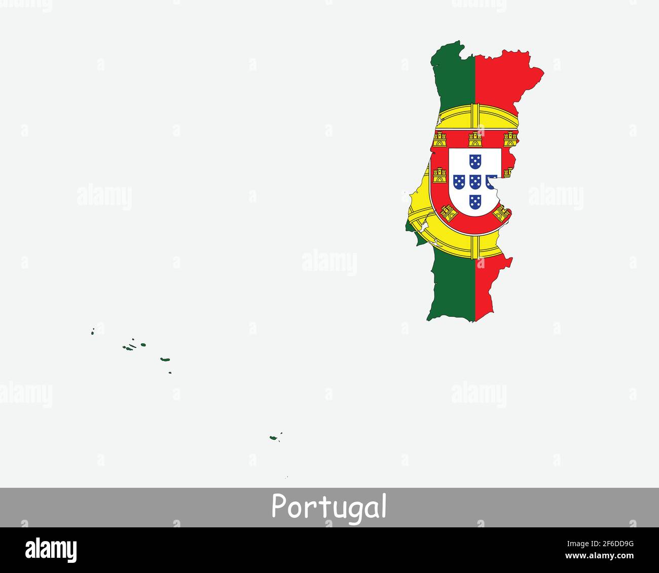 Flagge Portugals Karte. Karte der Portugiesischen Republik mit der portugiesischen Nationalflagge isoliert auf weißem Hintergrund. Vektorgrafik. Stock Vektor