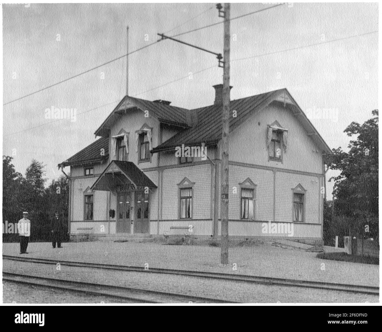 Bahnhof Borensberg im Jahr 1930s. Mittelbahn Östergötland. Stockfoto
