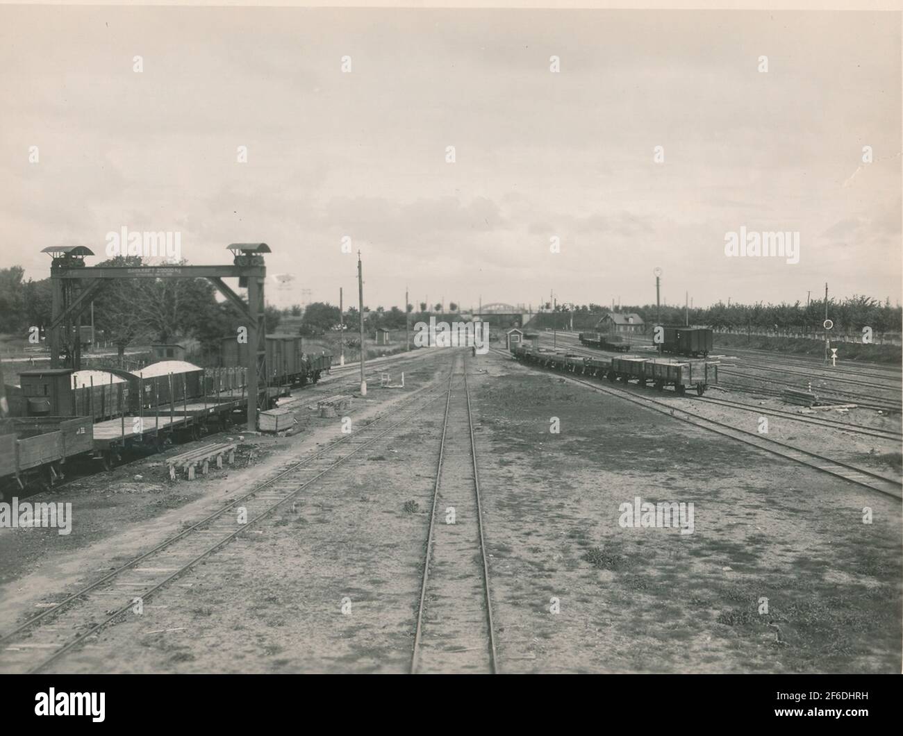Kristianstad - Hässleholms Eisenbahn, CHJ Kristianstad Fischerhof in Näsby Richtung Osten nach Silvesborg, um 1917. Yngve Holmgren 1991-12-11 Stockfoto