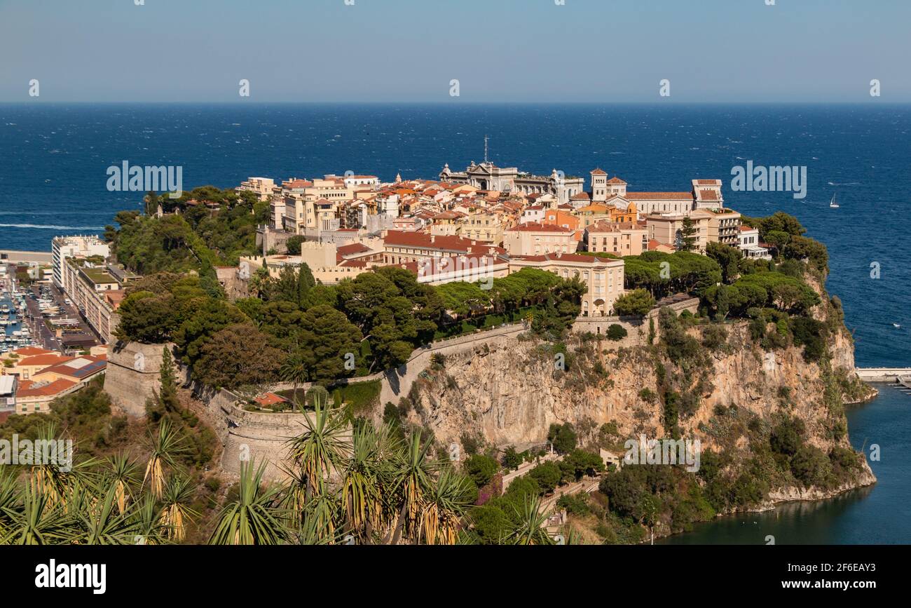 Ein Bild des Stadtviertels von Monaco, auch Rock genannt. Stockfoto
