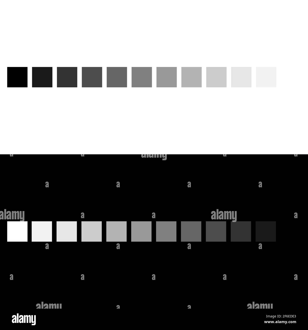 Graue Farbpalette wird in Transparenz umgewandelt. Graustufen-Farbspektrumsequenz auf Schwarz und Weiß Stock Vektor