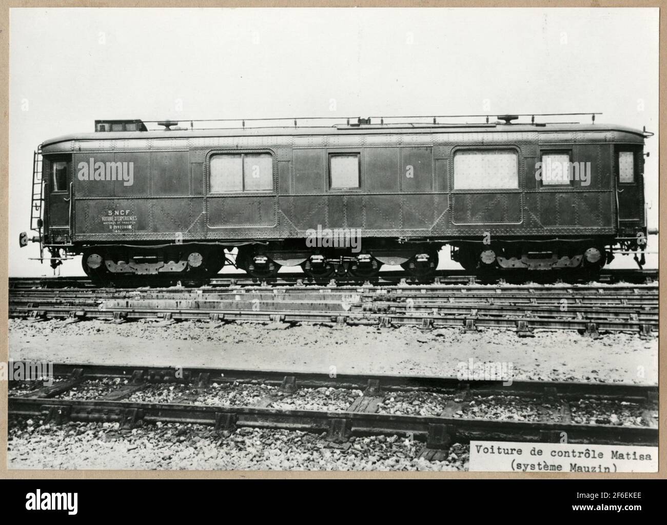 Den Franska Mätvagnen Mauzin, Nationale Gesellschaft der französischen Eisenbahnen, SNCF. Stockfoto