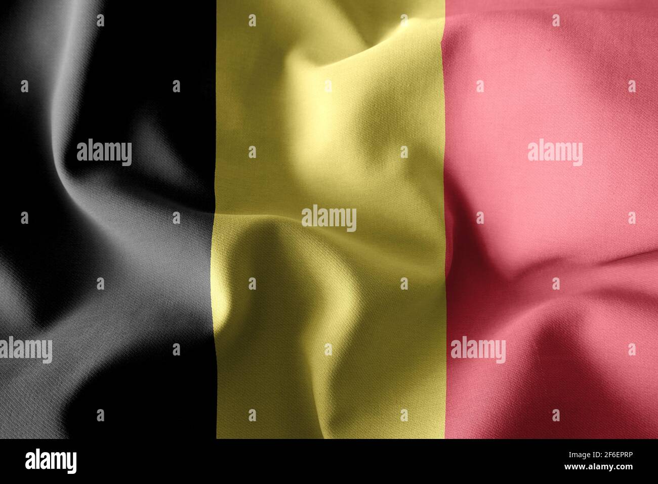 3d Rendering realistische wehende Seidenflagge von Belgien Stockfoto