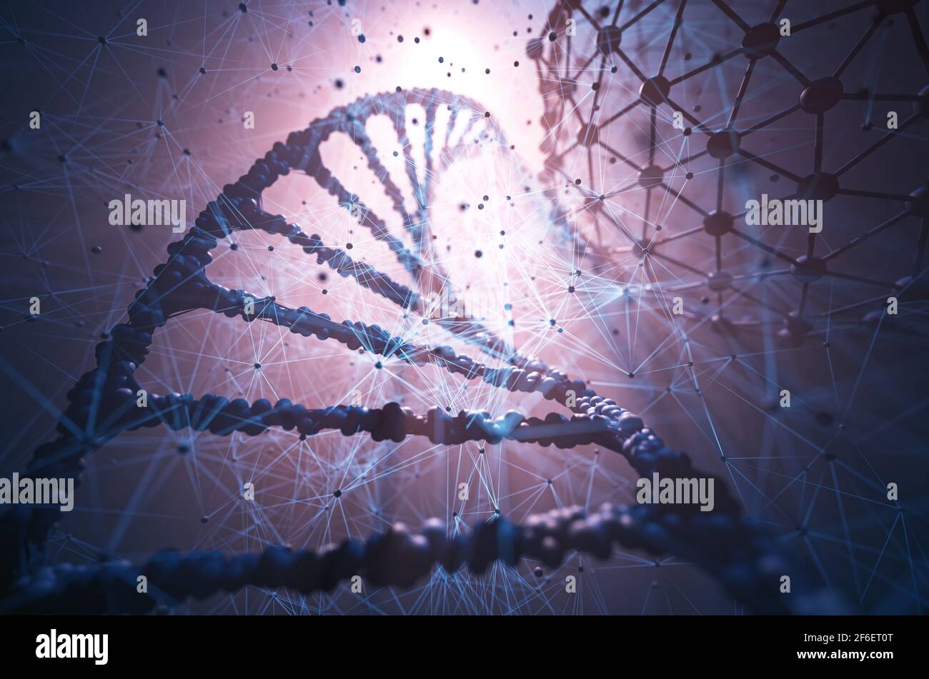 Biotechnologie und Molekulartechnik. 3D Illustration, Wissenschaft und Technik Konzept der genetischen Manipulation. Stockfoto