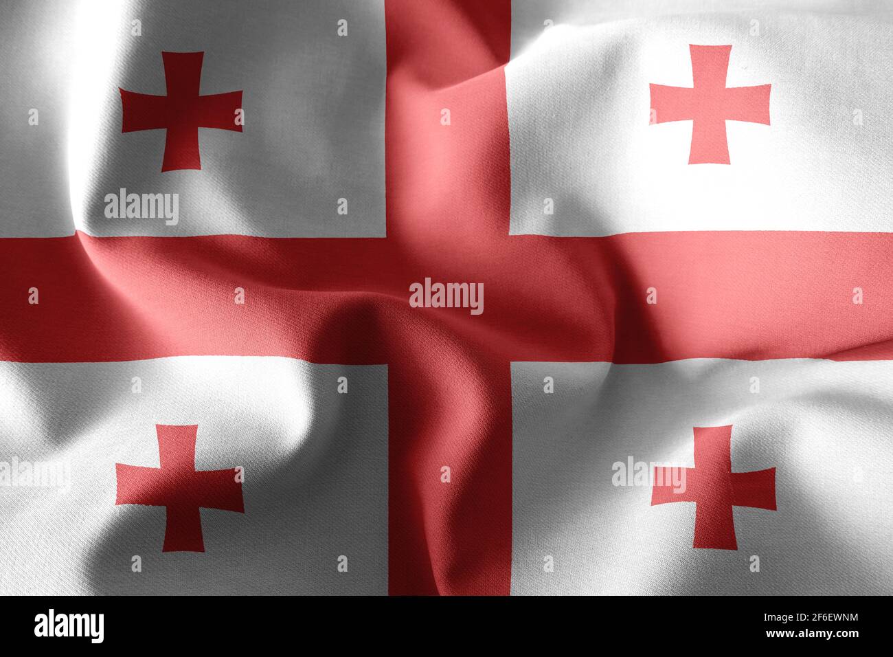 3d Rendering realistische wehende Seidenflagge von Georgien Stockfoto