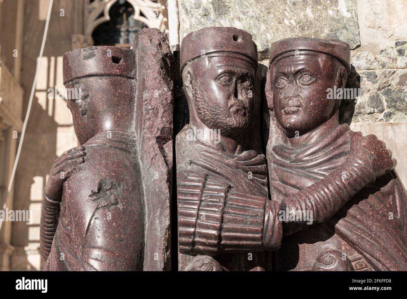 Die Tetrarchen Statuen in Piazza San Marco, Venedig, Italien. Stockfoto