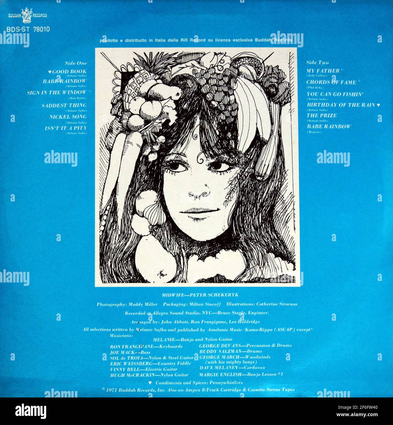 Melie: 1971. LP-Rückcover: The Good Book Stockfoto