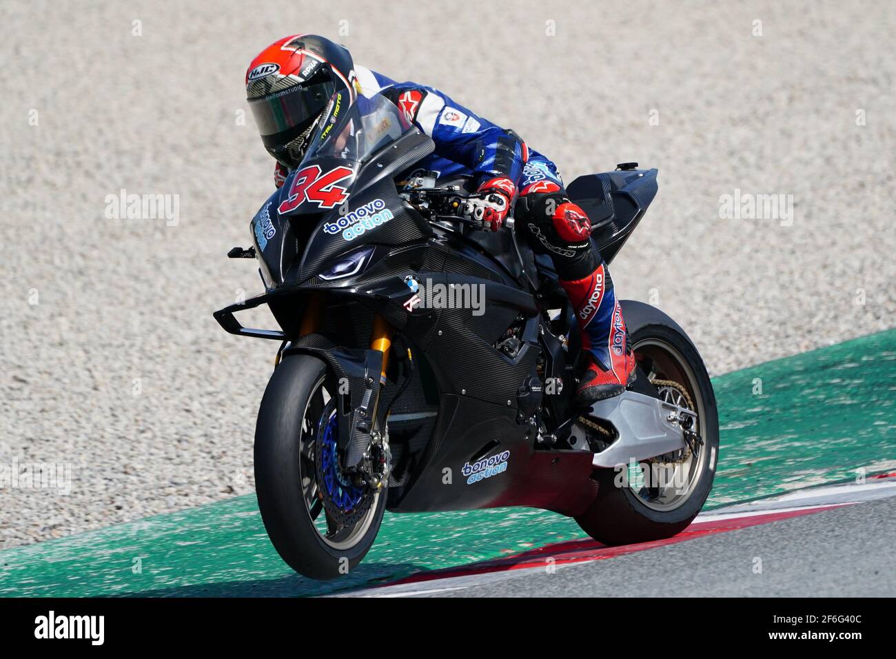 Barcelona, Spanien. März 2021, 31st. World Superbike Testing auf dem Circuit Barcelona-Catalunya; Jonas Folger (GER) fährt BMW M 1000 RR für Bonovo MGM Racing Credit: Action Plus Sports/Alamy Live News Stockfoto