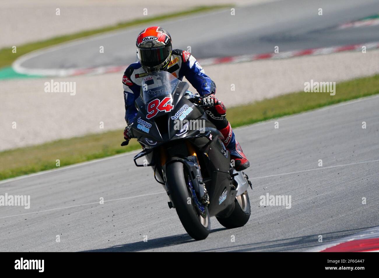 Barcelona, Spanien. März 2021, 31st. World Superbike Testing auf dem Circuit Barcelona-Catalunya; Jonas Folger (GER) fährt BMW M 1000 RR für Bonovo MGM Racing Credit: Action Plus Sports/Alamy Live News Stockfoto